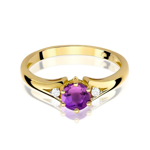 Elegancki pierścionek z Ametystem 0,50ct żółte złoto
