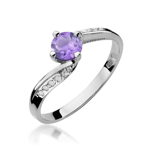 Elegancki pierścionek z Ametystem 0,50ct białe złoto