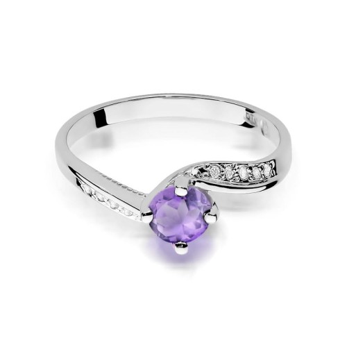 Elegancki pierścionek z Ametystem 0,50ct białe złoto