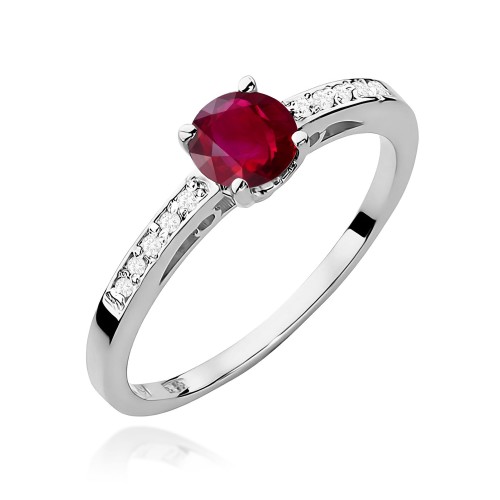 Pierścionek Rubin 0,60ct białe złoto