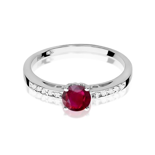 Pierścionek Rubin 0,60ct białe złoto