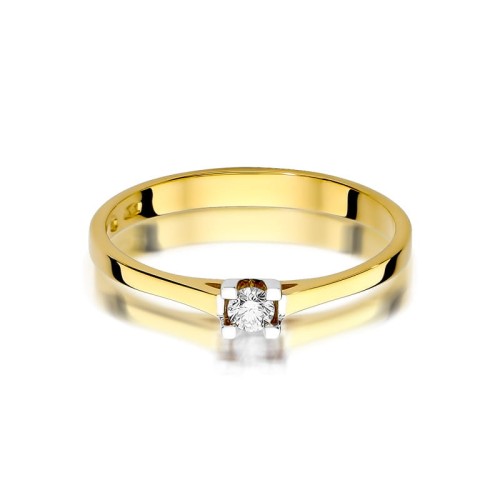 Pierścionek klasyczny Diament 0,09ct żółte złoto