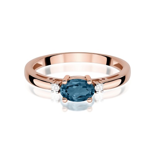 Pierścionek owalny Topaz London Blue 0,50ct różowe złoto