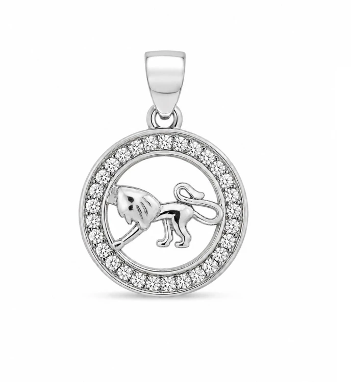 Zawieszka znak zodiaku Lew w kółku z cyrkoniami