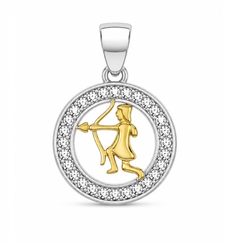 Zawieszka znak zodiaku Strzelec pozłocony w kółku z cyrkoniami