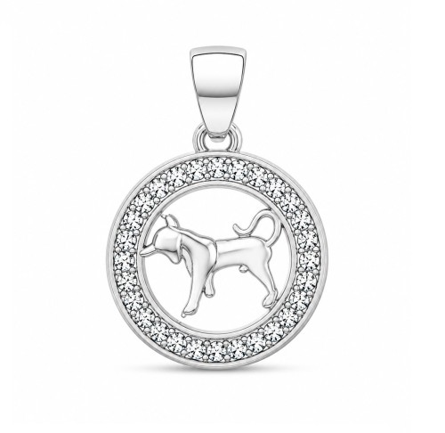 Zawieszka znak zodiaku Byk w kółku z cyrkoniami
