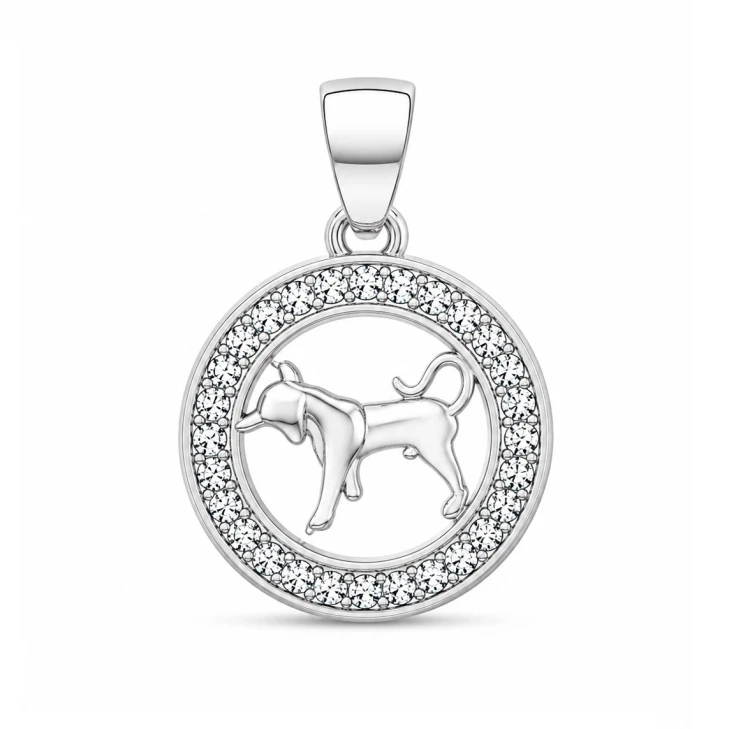 Zawieszka znak zodiaku Byk w kółku z cyrkoniami