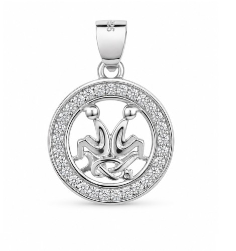 Zawieszka znak zodiaku Bliźnięta w kółku z cyrkoniami