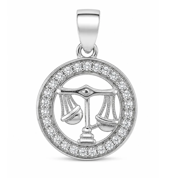Zawieszka znak zodiaku Waga w kółku z cyrkoniami