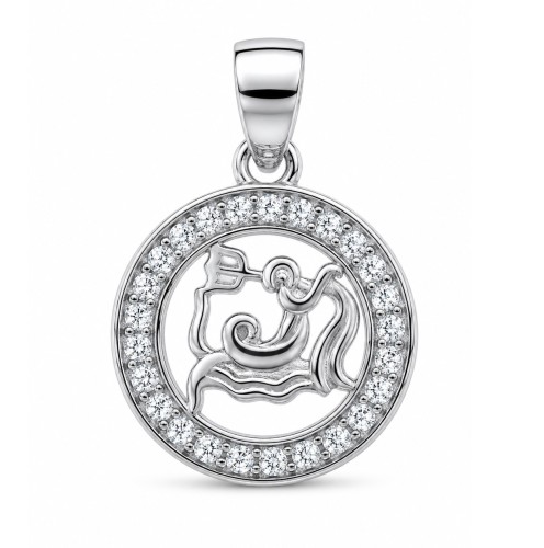Zawieszka znak zodiaku Wodnik w kółku z cyrkoniami