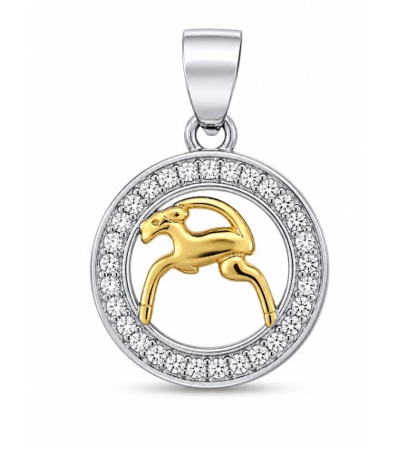 Zawieszka znak zodiaku Koziorożec pozłacany w kółku z cyrkoniami