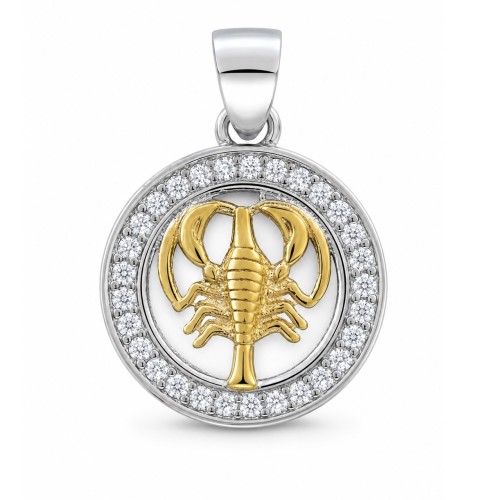 Zawieszka znak zodiaku Rak pozłacany w kółku z cyrkoniami