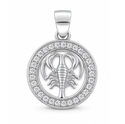 Zawieszka znak zodiaku Rak w kółku z cyrkoniami