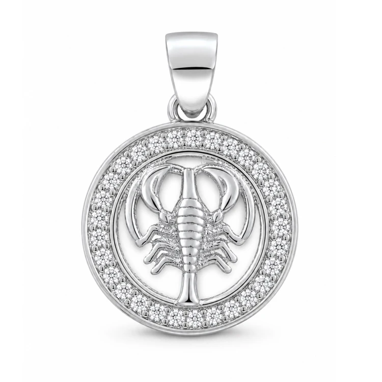 Zawieszka znak zodiaku Rak w kółku z cyrkoniami