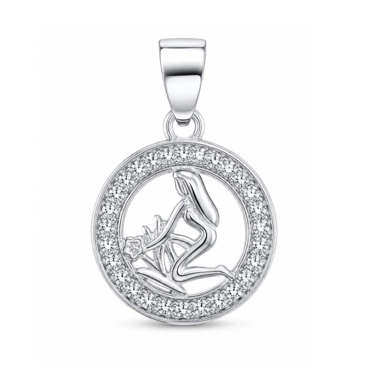 Zawieszka znak zodiaku Panna w kółku z cyrkoniami