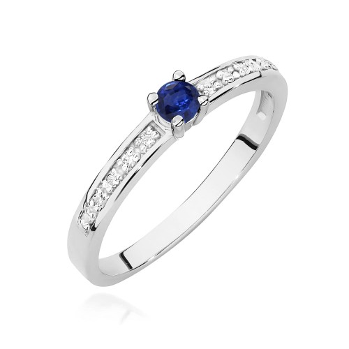 Pierścionek Szafir 0,15ct białe złoto