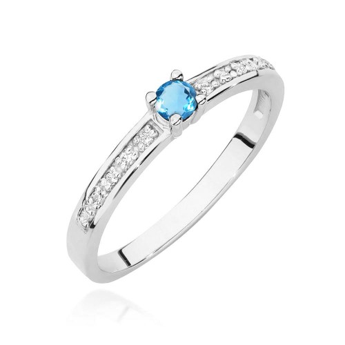 Pierścionek Topaz 0,15ct białe złoto