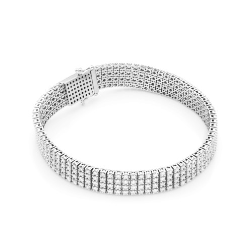 Bransoletka cztery rzędy diamentów 6,00 ct białe złoto