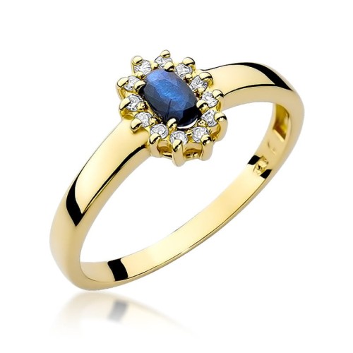 Pierścionek W026 Szafir 0,30ct żółte złoto