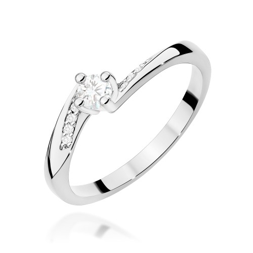 Pierścionek Diament 0,10ct białe złoto