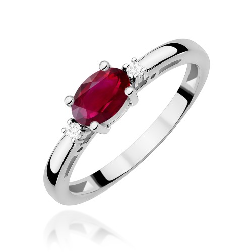 Pierścionek owalny
 Rubin 0,60ct białe złoto
