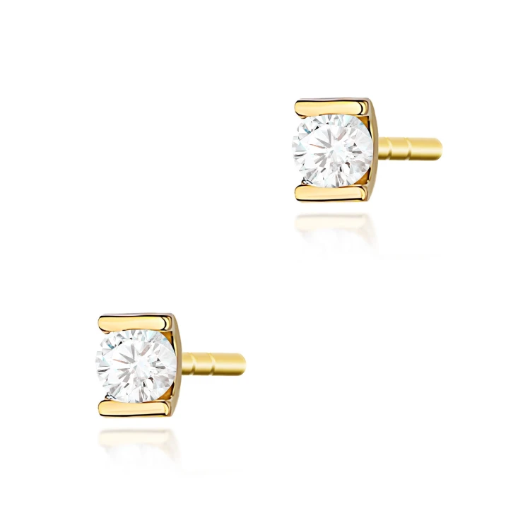 Kolczyki z Brylantem w oprawie w kształcie litery C