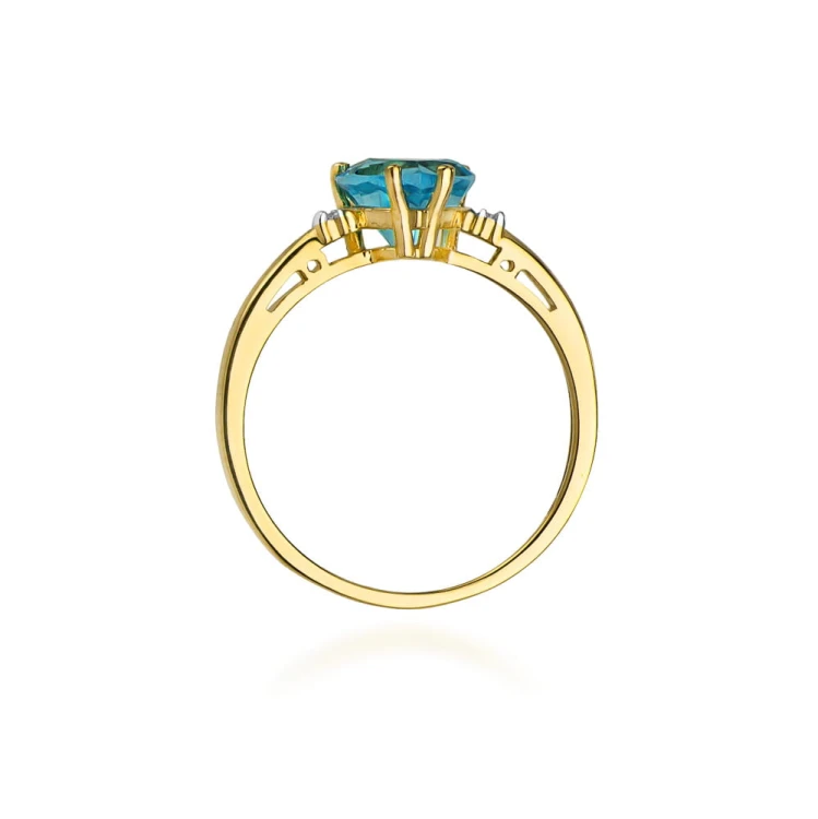 Pierścionek z topazem serce i brylantami