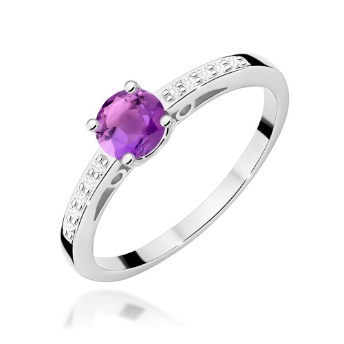 Pierścionek Ametyst 0,50ct białe złoto
