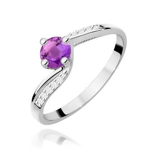 Elegancki pierścionek z Ametystem 0,50ct białe złoto