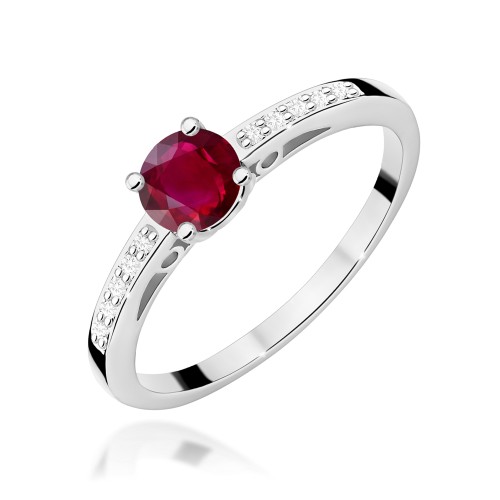 Pierścionek Rubin 0,60ct białe złoto