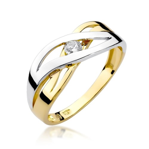 Pierścionek z przeplecioną szyną Diament 0,10ct