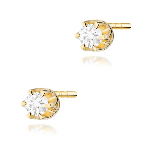 Kolczyki Diament Laboratoryjny 2 x 0,10ct żółte złoto