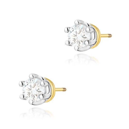 Kolczyki złote z brylantami 0,15 ct sztyft zakręcany