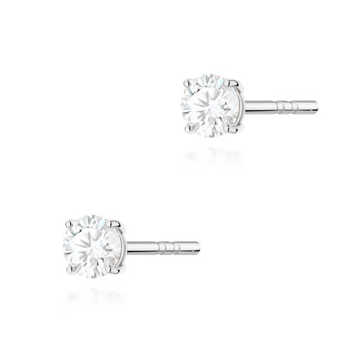 Kolczyki złote na sztyfcie z diamentami laboratoryjnymi 2 × 0,15 ct białe złoto pr. 585