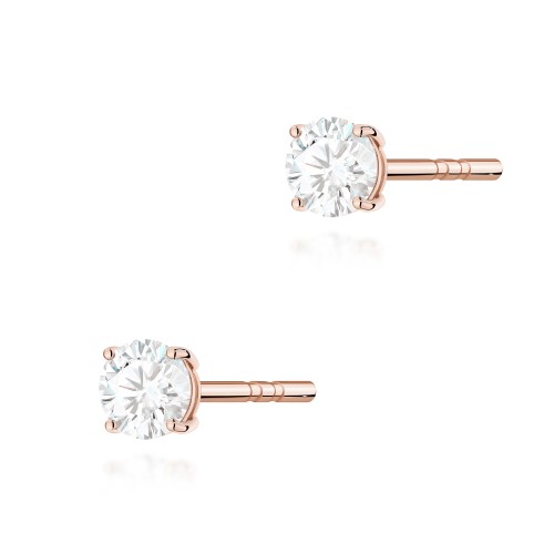 Kolczyki złote na sztyfcie z diamentami laboratoryjnymi 2 × 0,15 ct różowe złoto pr. 585