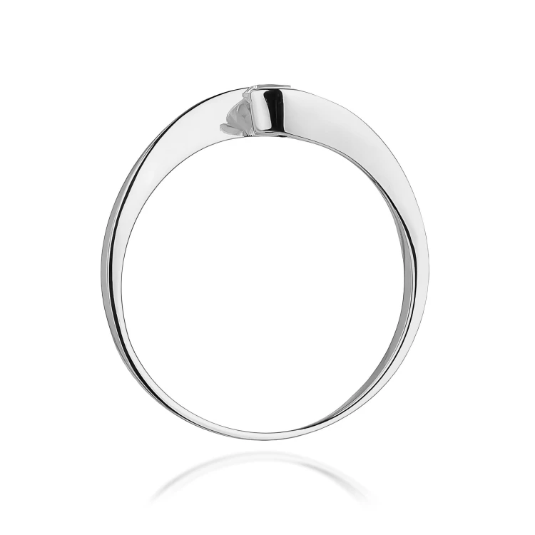 Pierścionek z białego złota z diamentem laboratoryjnym 0,13 ct