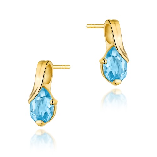 Złote kolczyki z Topazem Swiss 2 × 0,90 ct łezka