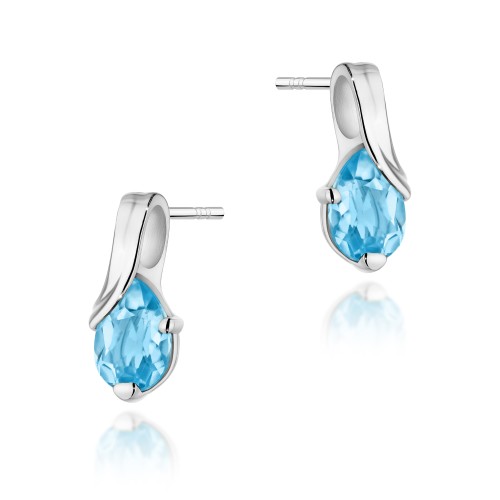 Złote kolczyki z Topazem Swiss 2 × 0,90 ct łezka białe złoto