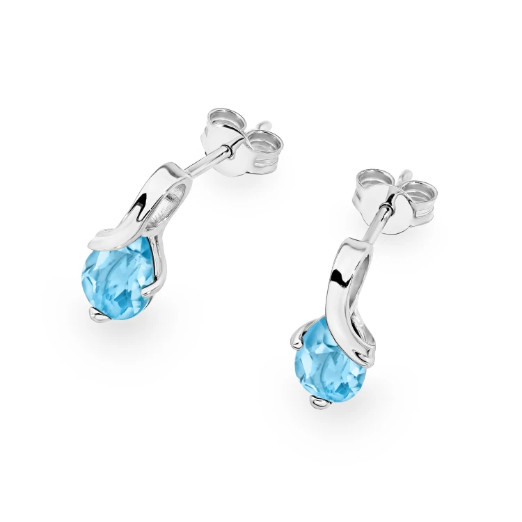 Złote kolczyki z Topazem Swiss 2 × 0,90 ct łezka białe złoto