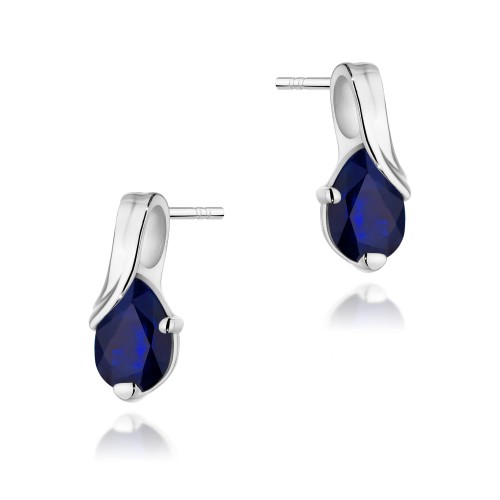 Złote kolczyki z szafirem 2 × 0,60 ct łezka białe złoto