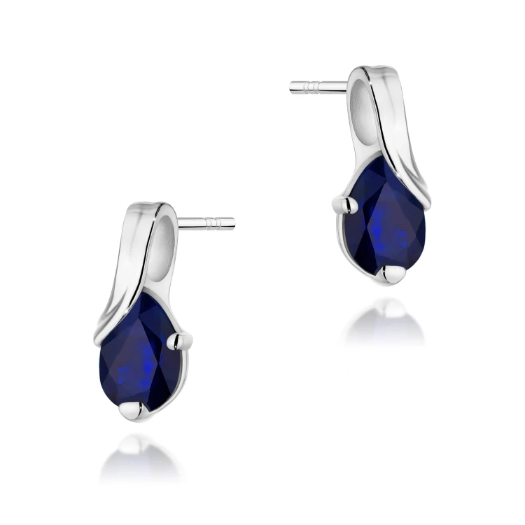 Złote kolczyki z szafirem 2 × 0,60 ct łezka białe złoto