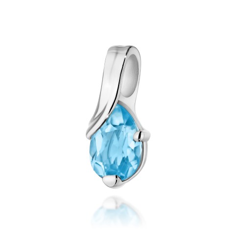 Złota zawieszka z Topazem Swiss 0,90 ct łezka białe złoto