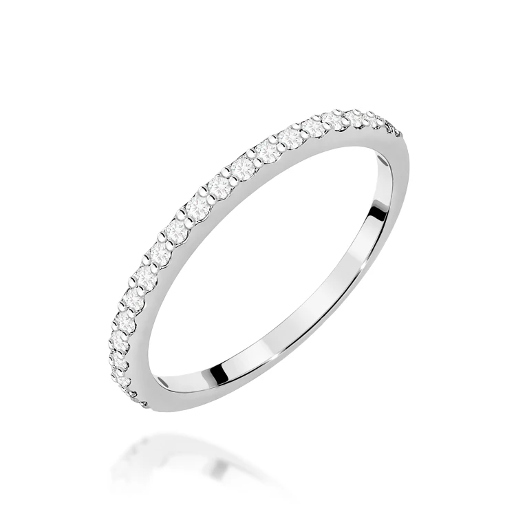 Złoty pierścionek obrączka z diamentami laboratoryjnymi 0,18 ct białe złoto