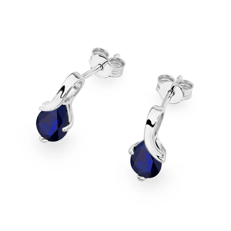 Złote kolczyki z szafirem 2 × 0,60 ct łezka białe złoto