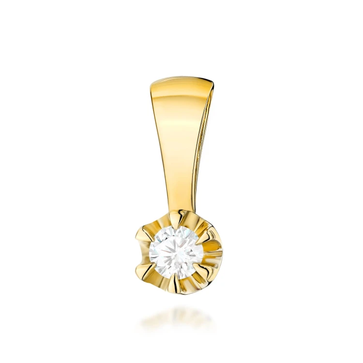 Zawieszka złota z diamentem laboratoryjnym 0,10 ct żółte złoto