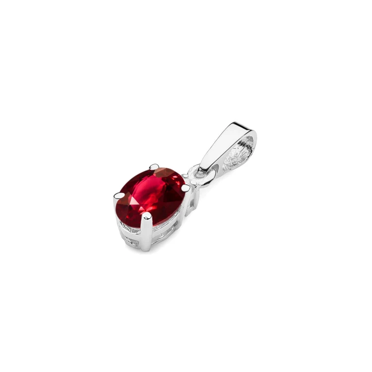 Zawieszka z owalnym Rubinem 0,60ct białe złoto