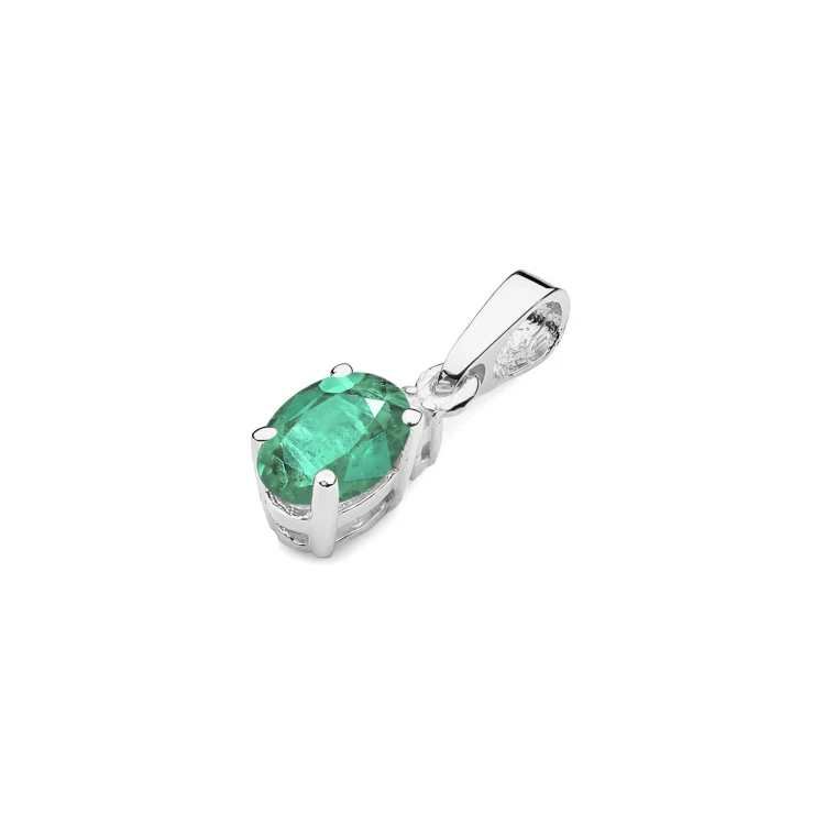 Zawieszka z owalnym Szmaragdem 0,40ct białe złoto