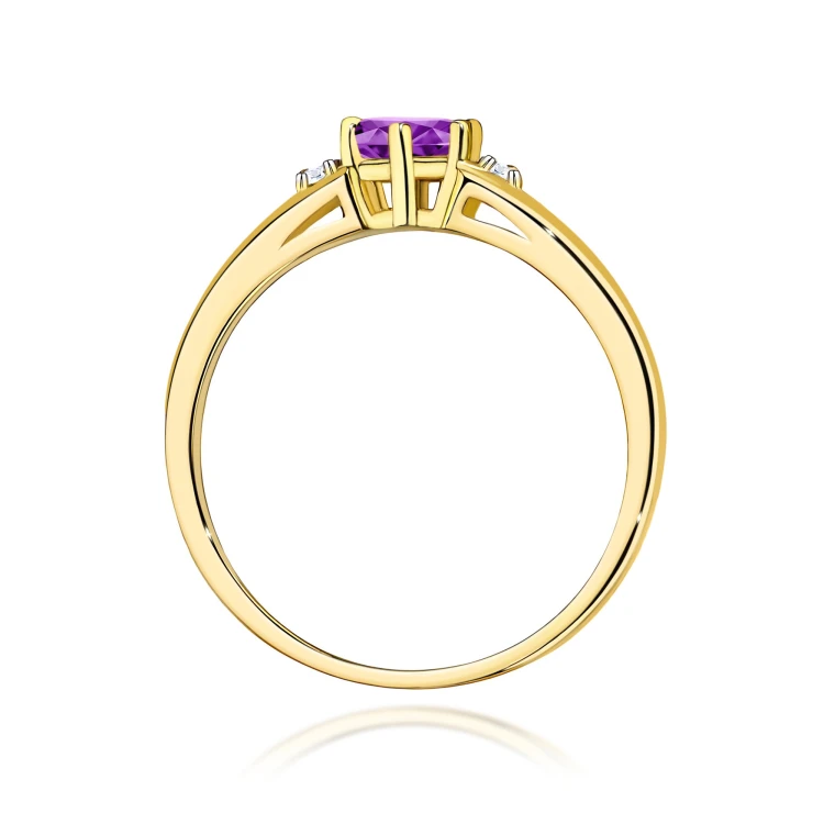 Elegancki pierścionek z Ametystem 0,50ct żółte złoto