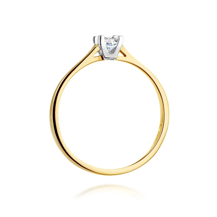 Pierścionek klasyczny Diament 0,09ct żółte złoto
