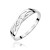 Pierścionek z białego złota z brylantem z plecioną szyną